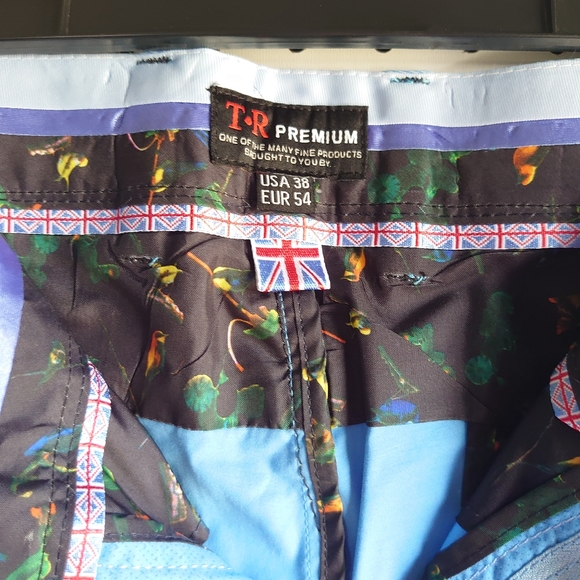 T.R Premium Mini Dot Chino Pants Blue Size 38x34 - Picture 8 of 12